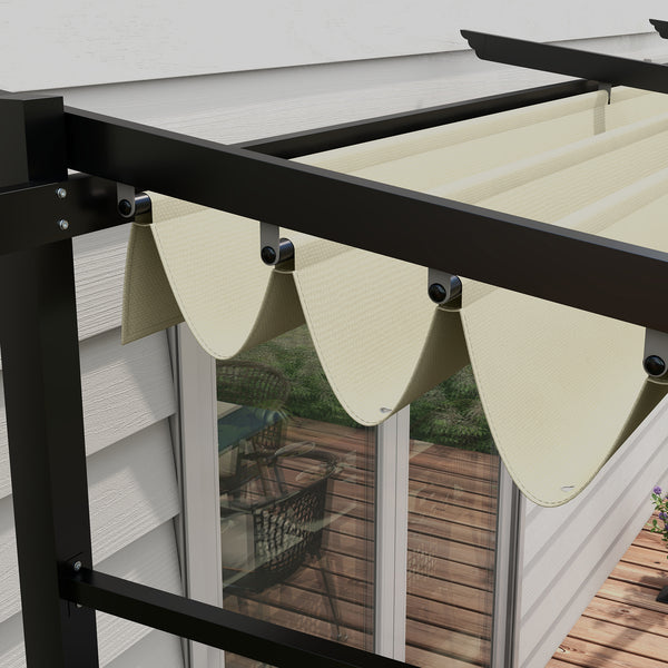 10' x 13' Metal Pergola with Sliding Roof Canopy, Retractable Pergola Canopy for Outdoor, Patio, Beige