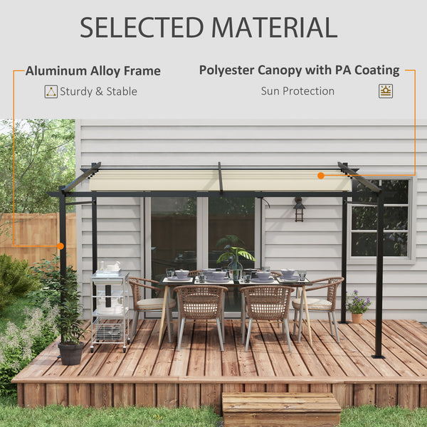10' x 13' Metal Pergola with Sliding Roof Canopy, Retractable Pergola Canopy for Outdoor, Patio, Beige