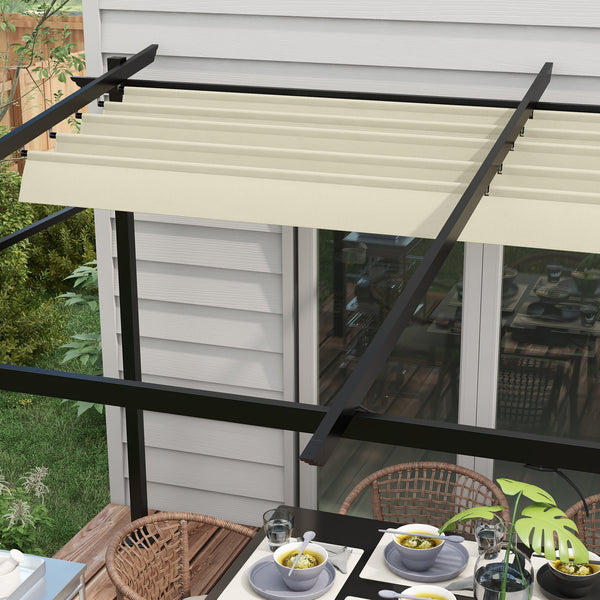10' x 13' Metal Pergola with Sliding Roof Canopy, Retractable Pergola Canopy for Outdoor, Patio, Beige