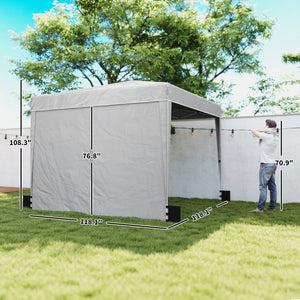 10 x 10 ft Pop Up Canopy Tent with Sidewalls, UPF50+ Outdoor Portable Instant Canopy Shelter with Carry Bag, Sandbags, Adjustable Height for  Parties, Events, Camping, Light Gray