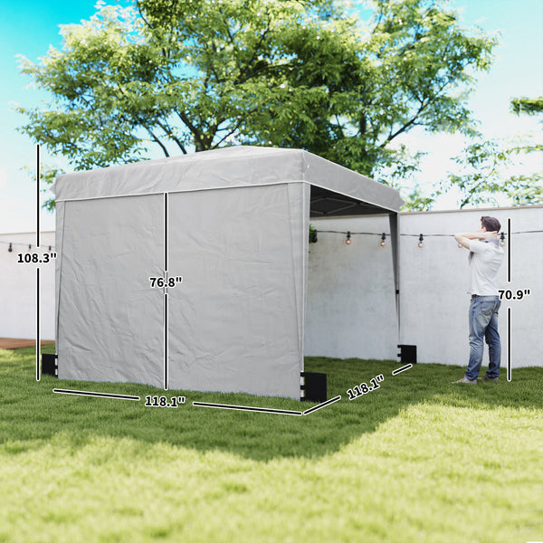 10 x 10 ft Pop Up Canopy Tent with Sidewalls, UPF50+ Outdoor Portable Instant Canopy Shelter with Carry Bag, Sandbags, Adjustable Height for  Parties, Events, Camping, Light Gray