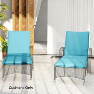 Outdoor Lounge Chair Cushion Set of 2, UPF50+ 200gsm Fabric and 25D High-Density Foam, Foldable Patio Chaise Lounge Cushion Set, Fade Resistant for Lawn Pool, 76" x 23", Light Blue