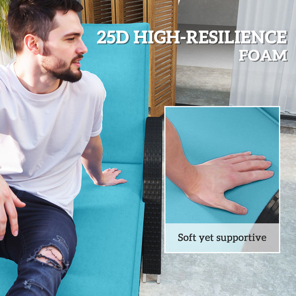 Outdoor Lounge Chair Cushion Set of 2, UPF50+ 200gsm Fabric and 25D High-Density Foam, Foldable Patio Chaise Lounge Cushion Set, Fade Resistant for Lawn Pool, 76" x 23", Light Blue