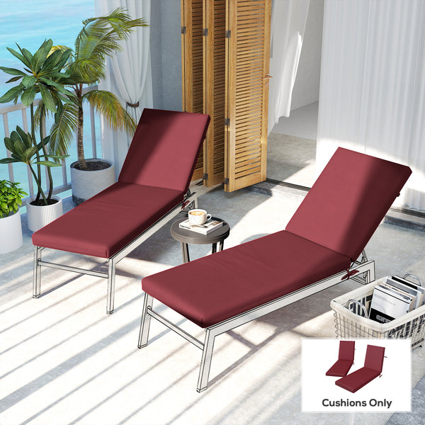 2-Piece Patio Chair Cushions Pillows, Seat Replacement Patio Cushions Set with Ties for Indoor Outdoor Garden Furniture, Wine Red