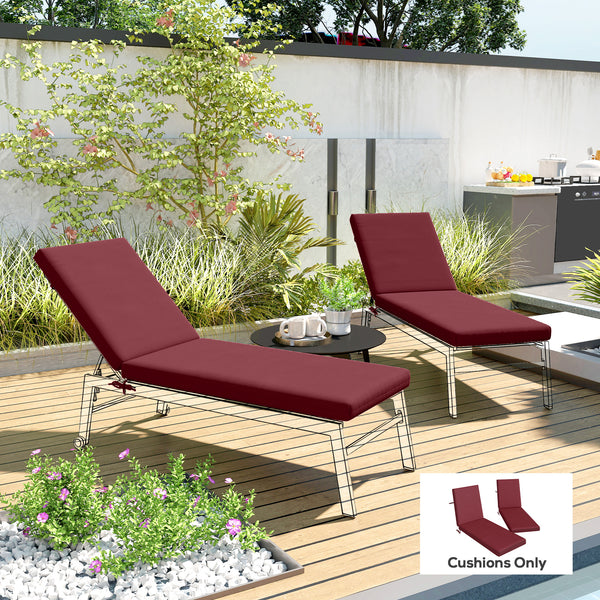 2-Piece Patio Chair Cushions Pillows, Seat Replacement Patio Cushions Set with Ties for Indoor Outdoor Garden Furniture, Wine Red