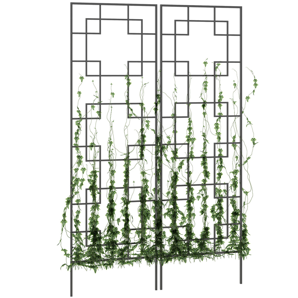 2 Pack Garden Trellis for Climbing Plants, Outdoor Metal Grid Panels for Roses, Vine Flower, Cucumber, Clematis, 72" Tall