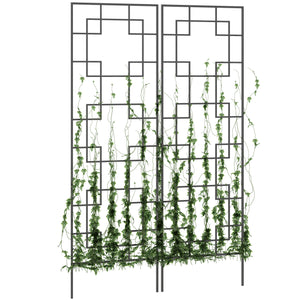 2 Pack Garden Trellis for Climbing Plants, Outdoor Metal Grid Panels for Roses, Vine Flower, Cucumber, Clematis, 72" Tall