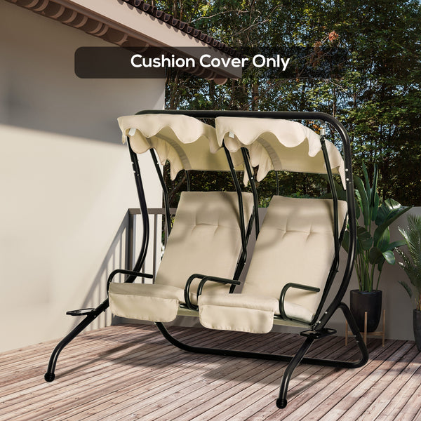 Outsunny 84A-052 Series Outdoor Porch Swing Cushions with Seat & Tufted Back, Backrest Ties, Set of 2 Replacement Cushions for Patio Furniture, Beige