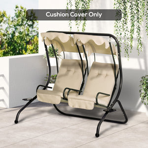 Outsunny 84A-052 Series Outdoor Porch Swing Cushions with Seat & Tufted Back, Backrest Ties, Set of 2 Replacement Cushions for Patio Furniture, Beige