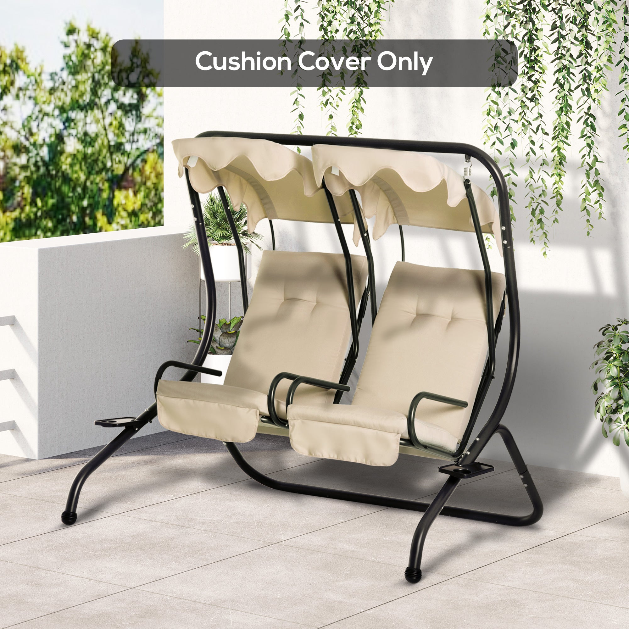 Outsunny 2-Piece Gray Patio Seat Covers, Outdoor Swing Cushion Set