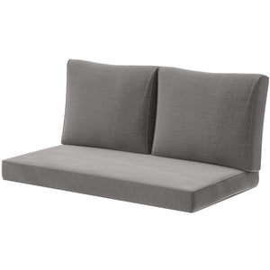 2 Seater Outdoor Seat Cushions with Backrest, Loveseat Double Sofa Outdoor Furniture Cushions, Fade-Resistant Replacement Patio Cushions for Indoor and Outdoor, Light Grey