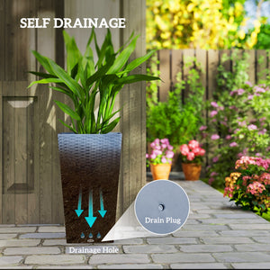 Tall Planters for Outdoor Plants Set of 3, 24 In Taper Planters with Drainage Holes, Rattan Decor Plant Pots for Indoor Outdoor Front Porch Patio Backyard, Light Gray
