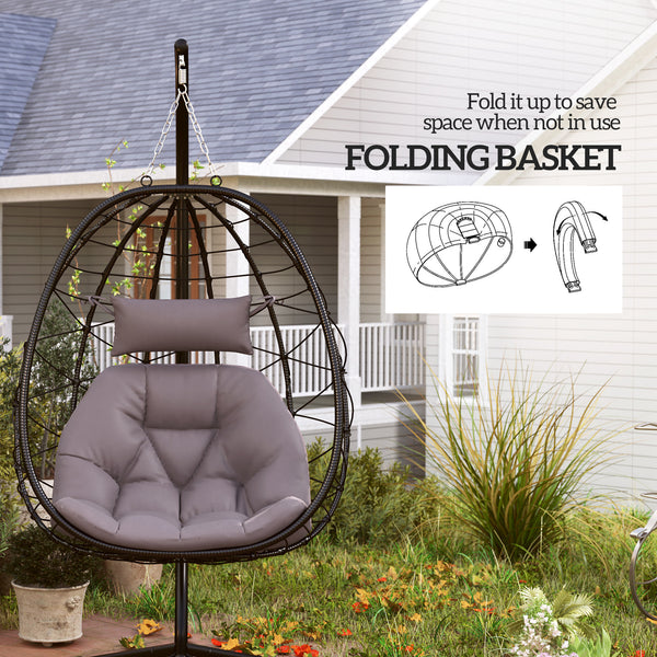 Hanging Egg Chair Outdoor Indoor Garden Swing Chair with Folding