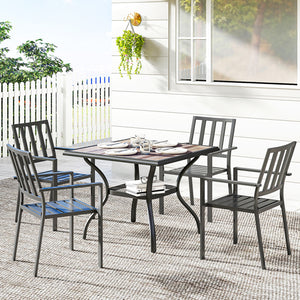 Outdoor Dining Table for 4 People, 37" Square Outdoor Patio Table with Umbrella Hole, Storage Shelf and Faux Wood Top, Metal Frame Outdoor Furniture for Garden, Backyard, Deck, Gray