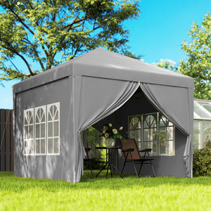 10'x10' Outdoor Pop Up Party Tent Gazebo Canopy with Carrying Bag (Light Grey)