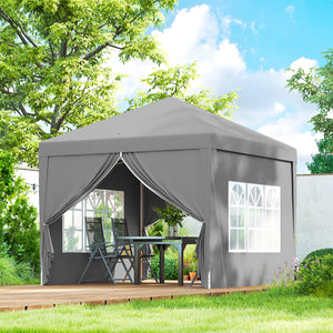 10'x10' Outdoor Pop Up Party Tent Gazebo Canopy with Carrying Bag (Light Grey)