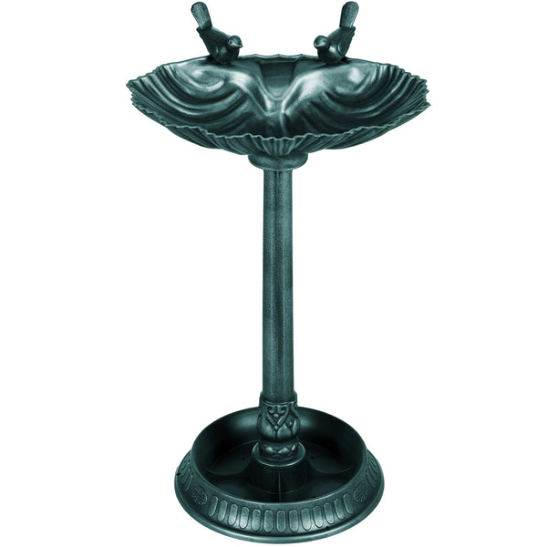 Outsunny 32" Antique Bird Bath with Pedestal Flower Planter Base, Vintage Style Decorative Birdbath, Bird Feeder Bowl & Planter Decoration Yard Statue, Verdigris