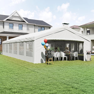 40'x20' Heavy Duty Large Party Tent & Carport with Removable Sidewalls, Windows, Portable Garage Canopy Tent, Sun Shade Shelter for Parties Wedding Outdoor Events, White