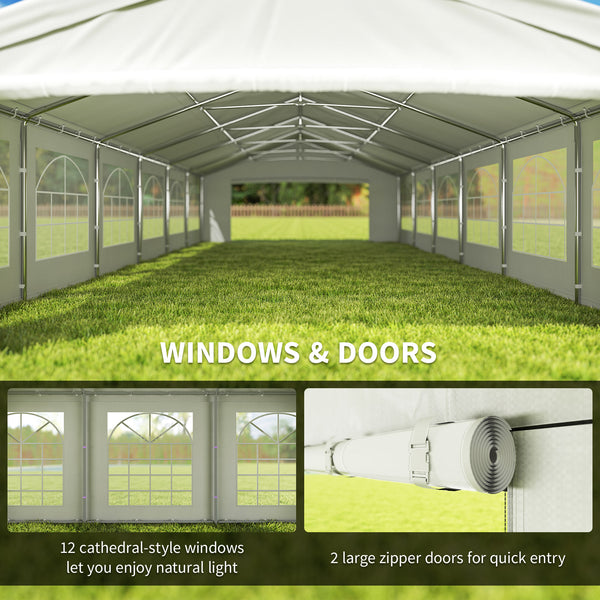 40'x20' Heavy Duty Large Party Tent & Carport with Removable Sidewalls, Windows, Portable Garage Canopy Tent, Sun Shade Shelter for Parties Wedding Outdoor Events, White
