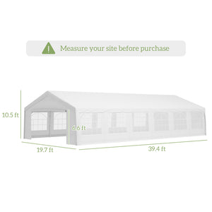 Outsunny 20' x 40' Heavy Duty Party Tent & Carport with Removable Sidewalls and Double Doors, Large Canopy Tent, Sun Shade Shelter, for Parties, Wedding, Outdoor Events, BBQ, White