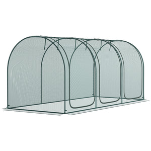 Outsunny 9' x 4' Crop Cage, Plant Protection Tent with Three Zippered Doors, Storage Bag and 4 Ground Stakes, for Garden, Yard, Lawn, Green