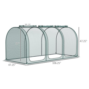 Outsunny 9' x 4' Crop Cage, Plant Protection Tent with Three Zippered Doors, Storage Bag and 4 Ground Stakes, for Garden, Yard, Lawn, Green