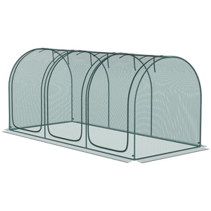 Outsunny 9' x 4' Crop Cage, Plant Protection Tent with Three Zippered Doors, Storage Bag and 4 Ground Stakes, for Garden, Yard, Lawn, Green