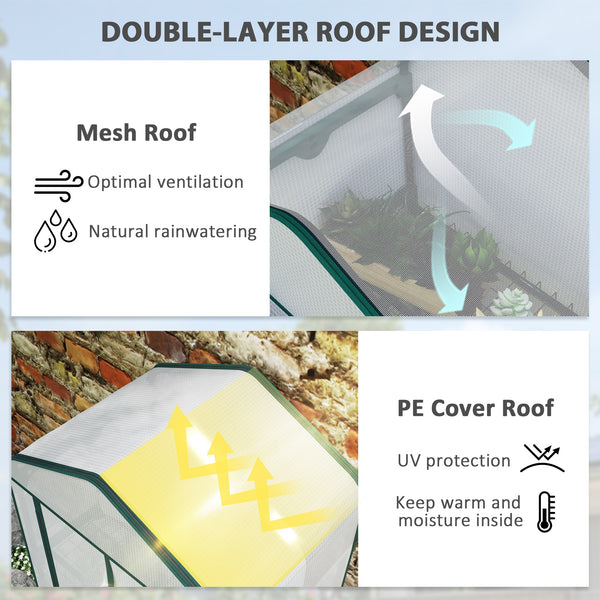 Outsunny 4 Tier Mini Greenhouse with Screen Roof, 27.6" x 19.7" x 62.2", Portable Small Greenhouse with High Strength PE Cover, Roll-Up Zipper Door for Garden Yard Backyard, White