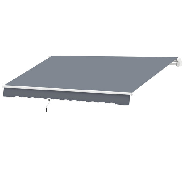 Outsunny 10' x 8' Retractable Awning, Patio Awnings, Sunshade Shelter w/ Manual Crank Handle, UV & Water-Resistant Fabric and Aluminum Frame for Deck, Balcony, Yard, Dark Gray