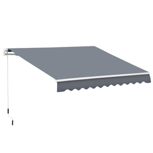 Outsunny 10' x 8' Retractable Awning, Patio Awnings, Sunshade Shelter w/ Manual Crank Handle, UV & Water-Resistant Fabric and Aluminum Frame for Deck, Balcony, Yard, Dark Gray