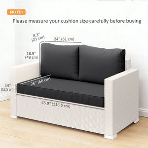 2 Seater Outdoor Seat Cushions with Backrest, Loveseat Double Sofa Outdoor Furniture Cushions, Fade-Resistant Replacement Patio Cushions for Indoor and Outdoor, Black
