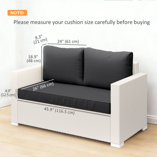 2 Seater Outdoor Seat Cushions with Backrest, Loveseat Double Sofa Outdoor Furniture Cushions, Fade-Resistant Replacement Patio Cushions for Indoor and Outdoor, Black