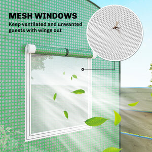 Mini Greenhouse, Portable Greenhouse with Roll-Up Door and 2 Mesh Windows, Small Green House with PE Cover for Garden Patio Lawn, 78.7" x 29.5" x 74", Green