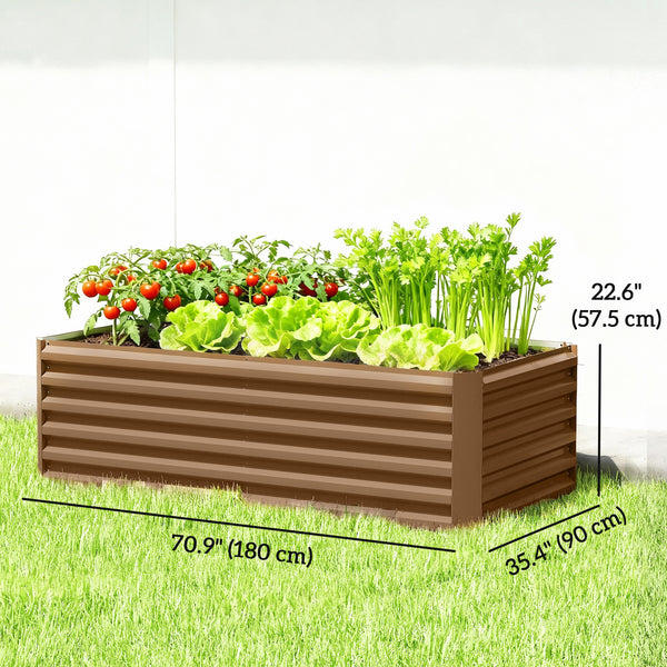 Galvanized Raised Garden Bed, 6' x 3' x 2' Outdoor Metal Planter Box, Standing Raised Bed for Growing Flowers, Herbs and Vegetables, Brown