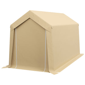 Outsunny 7' x 12' Portable Storage Shed Shelter, Heavy Duty Outdoor Shed, Waterproof Garden Storage Tent with Ventilation Window and Roll-up Zipper Door for Bike, Motorcycle, Garden Tools, Beige