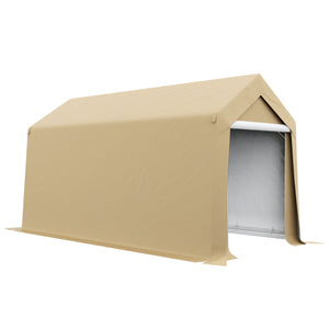 Outsunny 7' x 12' Portable Storage Shed Shelter, Heavy Duty Outdoor Shed, Waterproof Garden Storage Tent with Ventilation Window and Roll-up Zipper Door for Bike, Motorcycle, Garden Tools, Beige