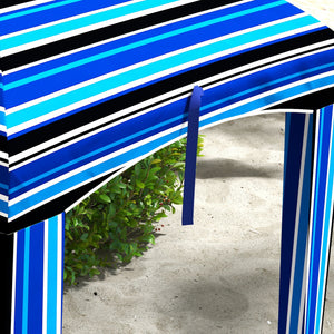 5.9' x 5.9' Portable Beach Umbrella, Ruffled Outdoor Cabana with Walls, Vents, Sandbags, Carry Bag, Blue Stripe