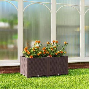 Plastic Raised Garden Bed with Legs, Self Watering Elevated Planter Boxes with Drainage Holes and Plugs, Easy Assembly Outdoor Planter Box for Vegetables, Flowers, Herbs, 80 x 40 x 37 cm