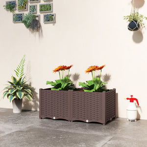 Plastic Raised Garden Bed with Legs, Self Watering Elevated Planter Boxes with Drainage Holes and Plugs, Easy Assembly Outdoor Planter Box for Vegetables, Flowers, Herbs, 80 x 40 x 37 cm