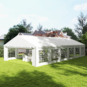 Outsunny 20' x 40' Heavy Duty Party Tent, Galvanized Outdoor Canopy Tent Large Event Shelter with Removable Sidewalls, 12 Windows and 2 Doors, Tents for Parties, Wedding, Events, BBQ Grill, White