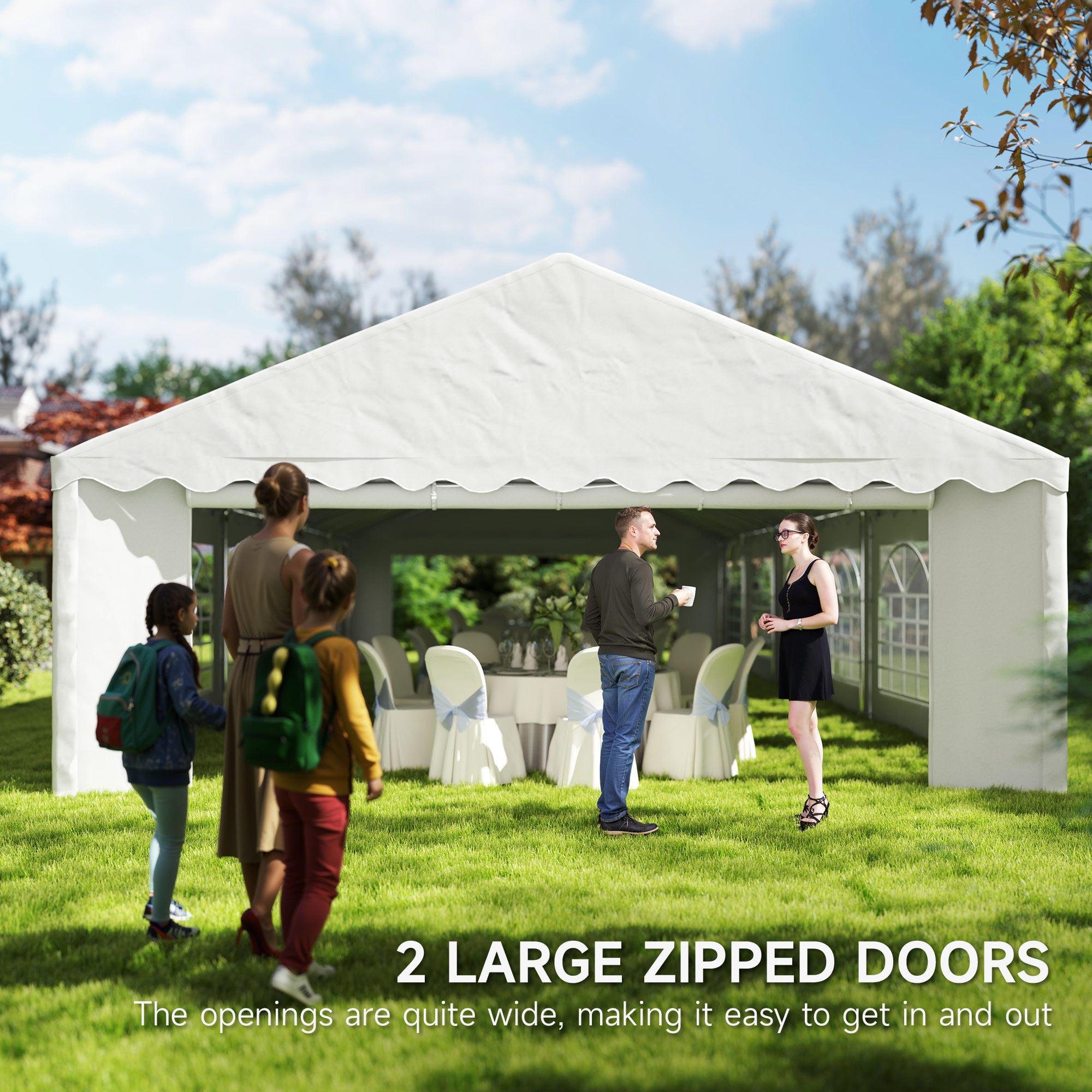 canopy tents party Outsunny 20' x 40' Party Tent, Outdoor Canopy Tent with Removable Sidewalls, 12 Windows for Parties, Wedding, Events, BBQ, White