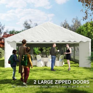 Outsunny 20' x 40' Heavy Duty Party Tent, Galvanized Outdoor Canopy Tent Large Event Shelter with Removable Sidewalls, 12 Windows and 2 Doors, Tents for Parties, Wedding, Events, BBQ Grill, White