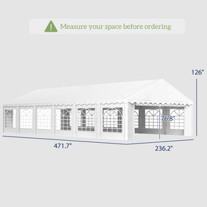 20' x 40' Party Tent with Removable Sidewalls, 12 Windows, White