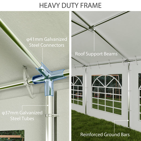 Outsunny 20' x 40' Heavy Duty Party Tent, Galvanized Outdoor Canopy Tent Large Event Shelter with Removable Sidewalls, 12 Windows and 2 Doors, Tents for Parties, Wedding, Events, BBQ Grill, White