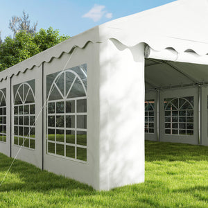 Outsunny 20' x 40' Heavy Duty Party Tent, Galvanized Outdoor Canopy Tent Large Event Shelter with Removable Sidewalls, 12 Windows and 2 Doors, Tents for Parties, Wedding, Events, BBQ Grill, White