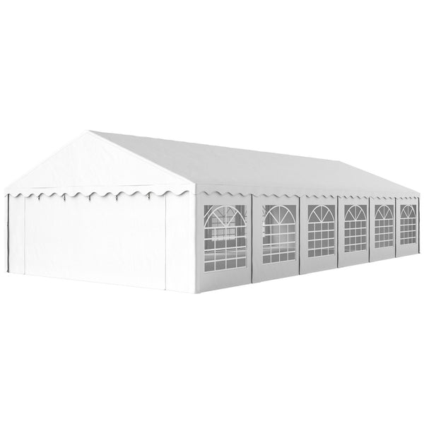 Outsunny 20' x 40' Heavy Duty Party Tent, Galvanized Outdoor Canopy Tent Large Event Shelter with Removable Sidewalls, 12 Windows and 2 Doors, Tents for Parties, Wedding, Events, BBQ Grill, White