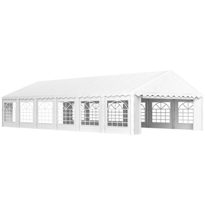 Outsunny 20' x 40' Heavy Duty Party Tent, Galvanized Outdoor Canopy Tent Large Event Shelter with Removable Sidewalls, 12 Windows and 2 Doors, Tents for Parties, Wedding, Events, BBQ Grill, White