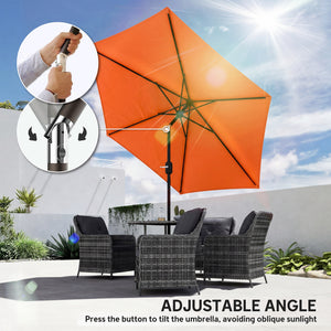 2.6 m Garden Parasol Umbrella with Aluminium Pole, Outdoor Table Market Patio Umbrella Sun Shade with Tilt and Crank, Vent, Orange