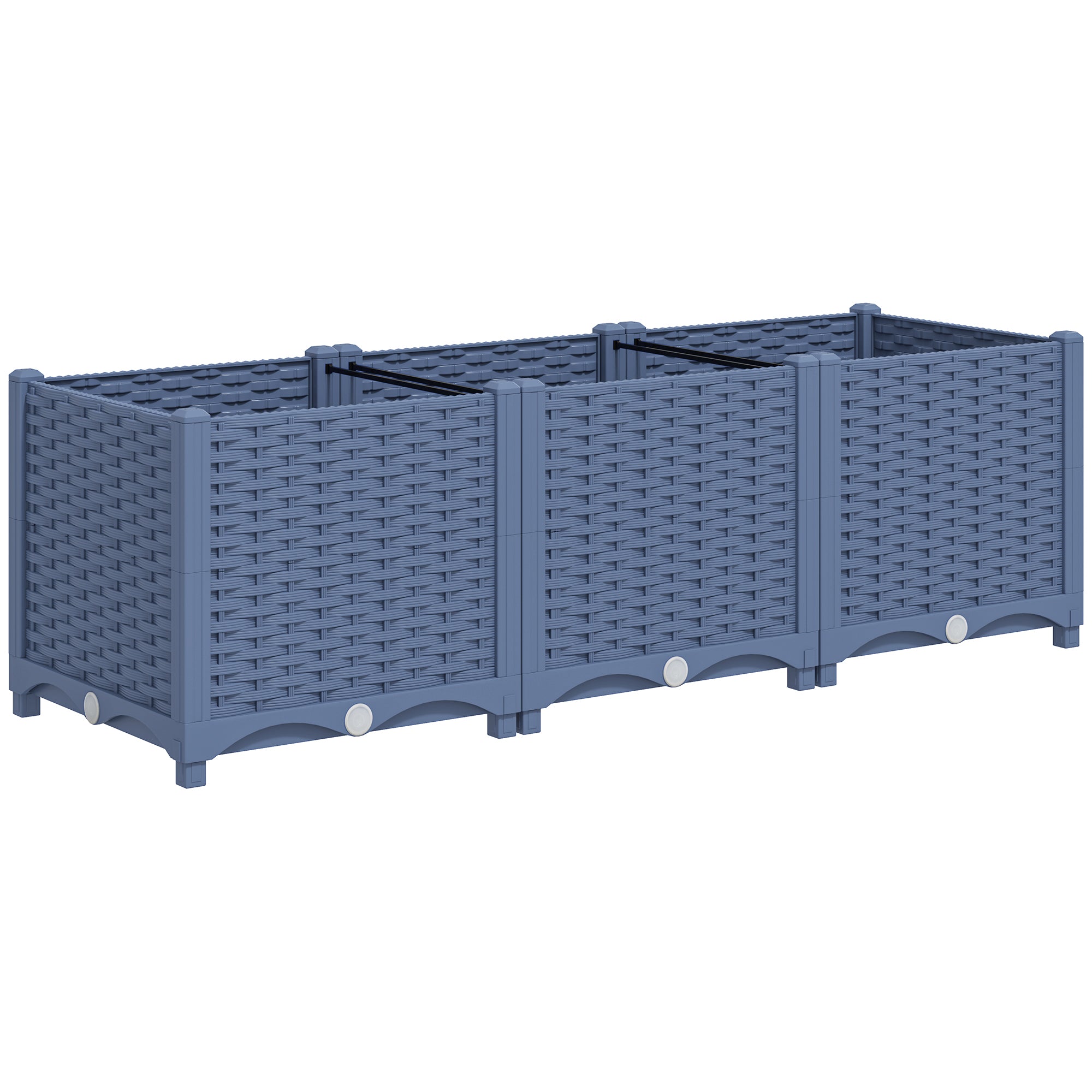 large plastic garden planter boxes Outsunny 4 x 1 x 1 ft Raised Garden Bed, Indoor Outdoor Plastic Planter Box with Drainage Holes for Vegetables, Herbs, Flowers & Succulents, Blu