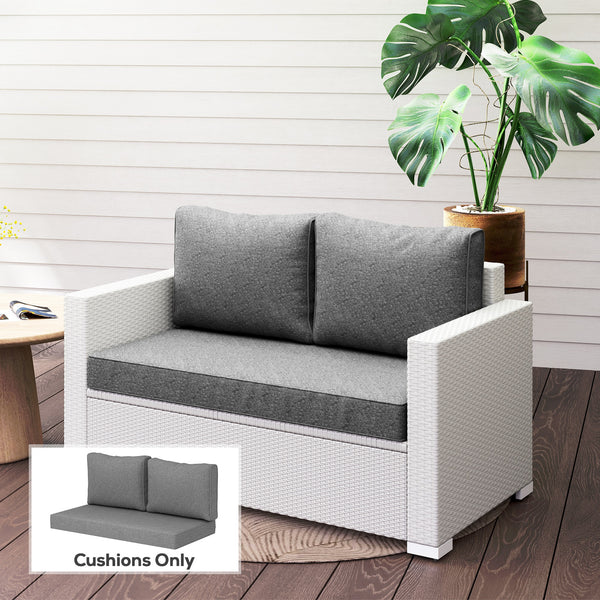 2 Seater Outdoor Seat Cushions with Backrest, Loveseat Double Sofa Outdoor Furniture Cushions, Fade-Resistant Replacement Patio Cushions for Indoor and Outdoor, Grey